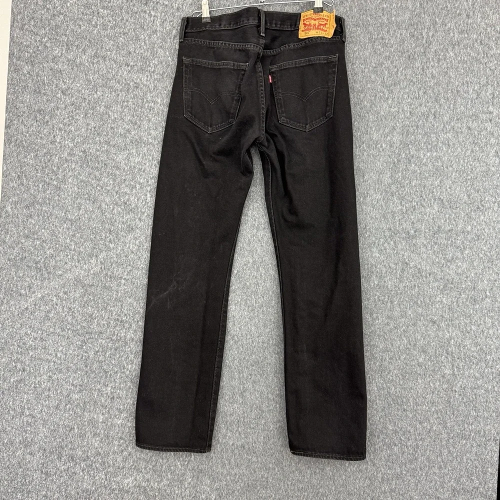 Levi's 501 Original Jeans Men's W33 L32 Black Button Fly Straight Leg Denim